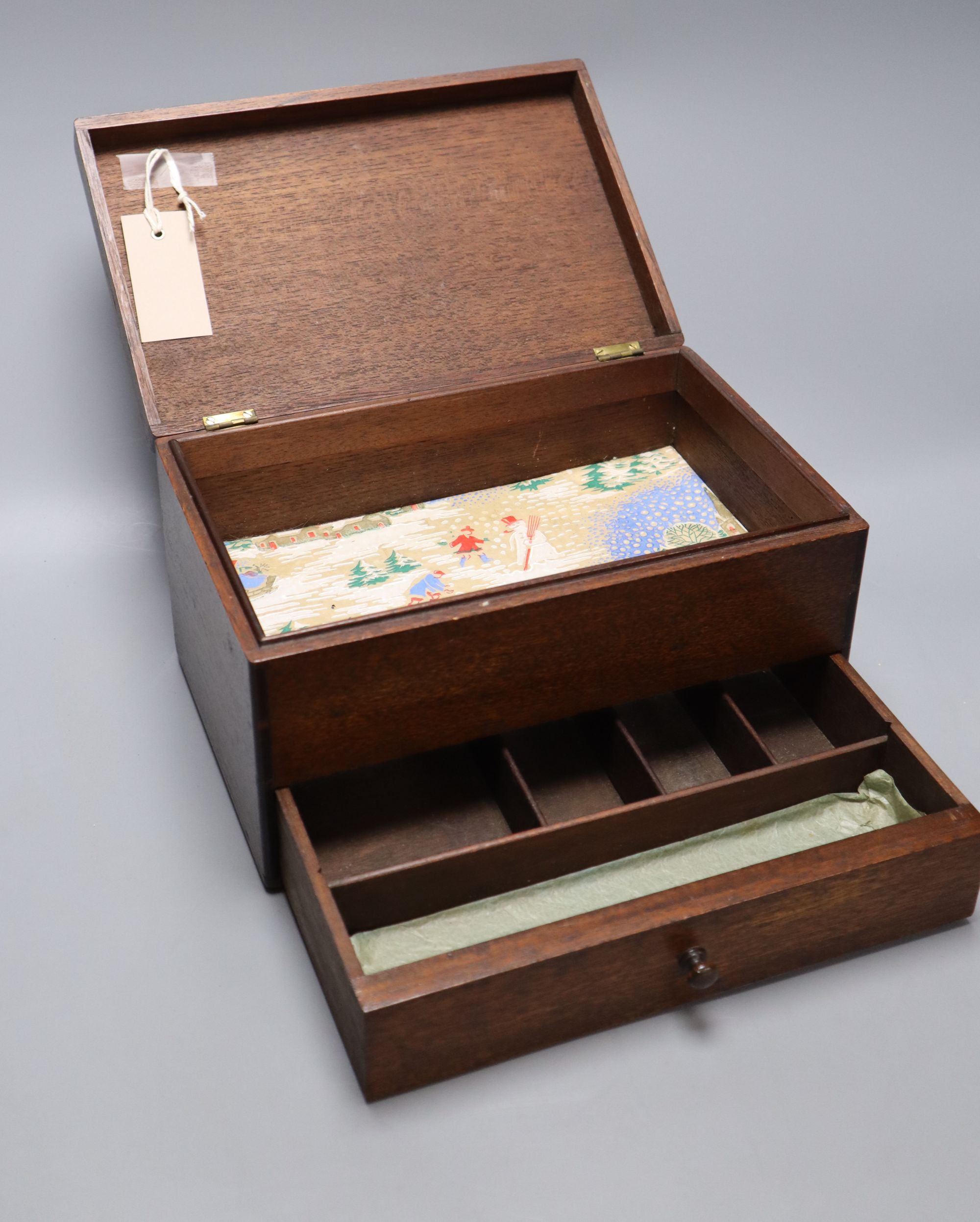 A Victorian parquetry work box and one other with Royal Engineers crest